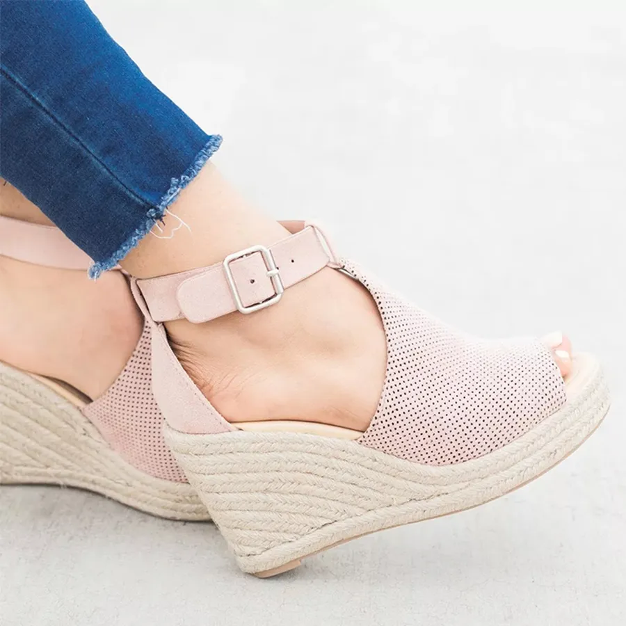 Plain Velvet Peep Toe Date Wedge Sandals