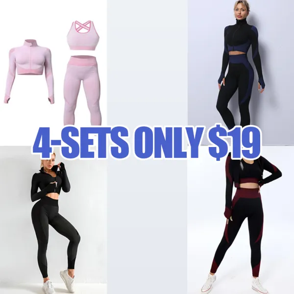 Women's Colorblock Zip Up Shapewear Set, Casual Comfy Crop Jacket & High Waist Sports Yoga Pants & Bra for Outdoor Wear, Fitness Training Clothes