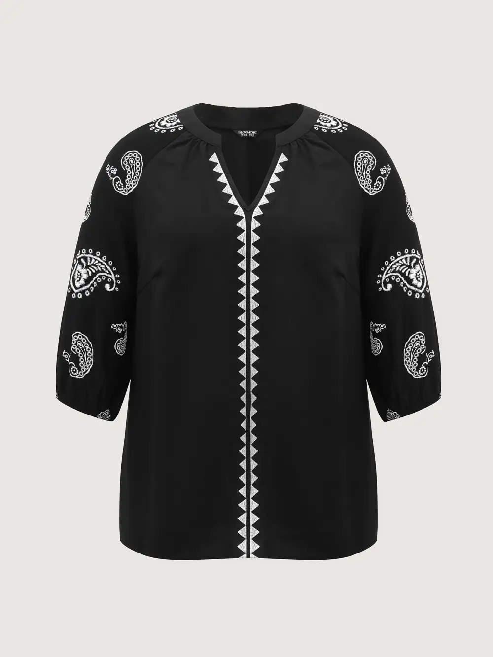 Paisley Embroidered Sleeve Spliced Blouse