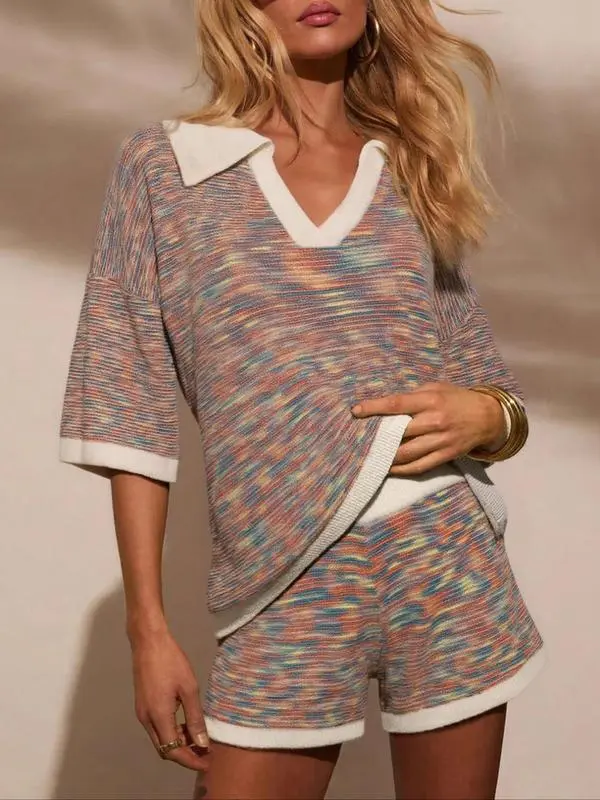 Striped Knit Top & Skirt Set – Casual Summer Two-Piece Outfit for Women