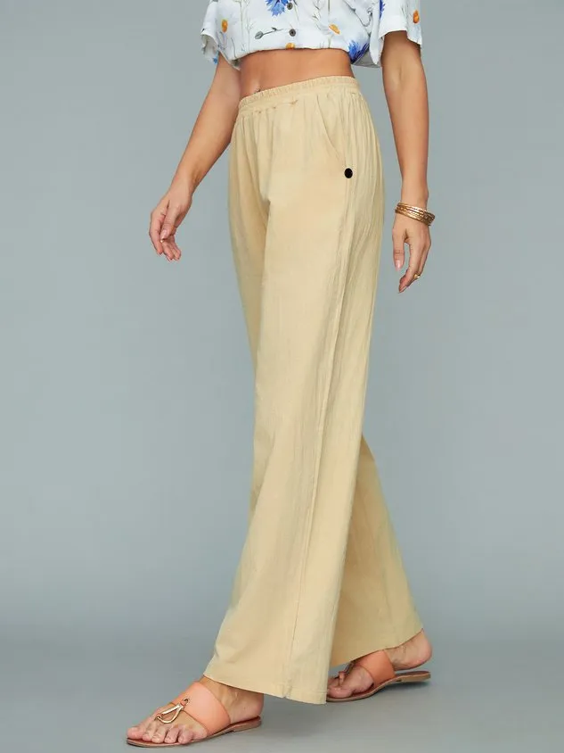 Vacation Casual Loosen Cotton Linen Solid Pants