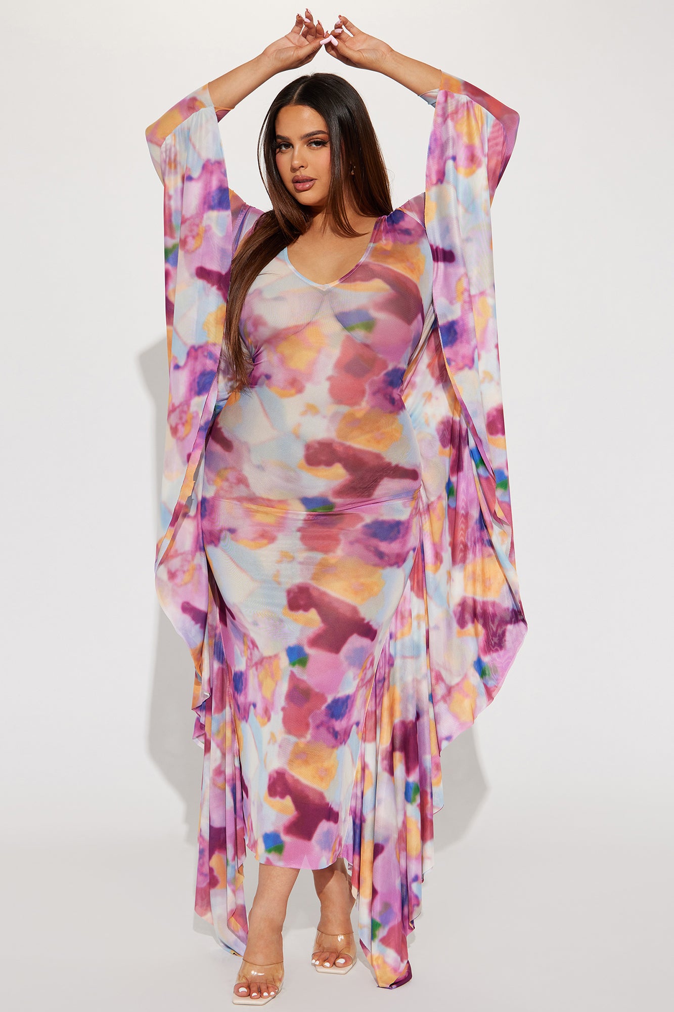 Mariposa Mesh Maxi Dress - Pink/combo