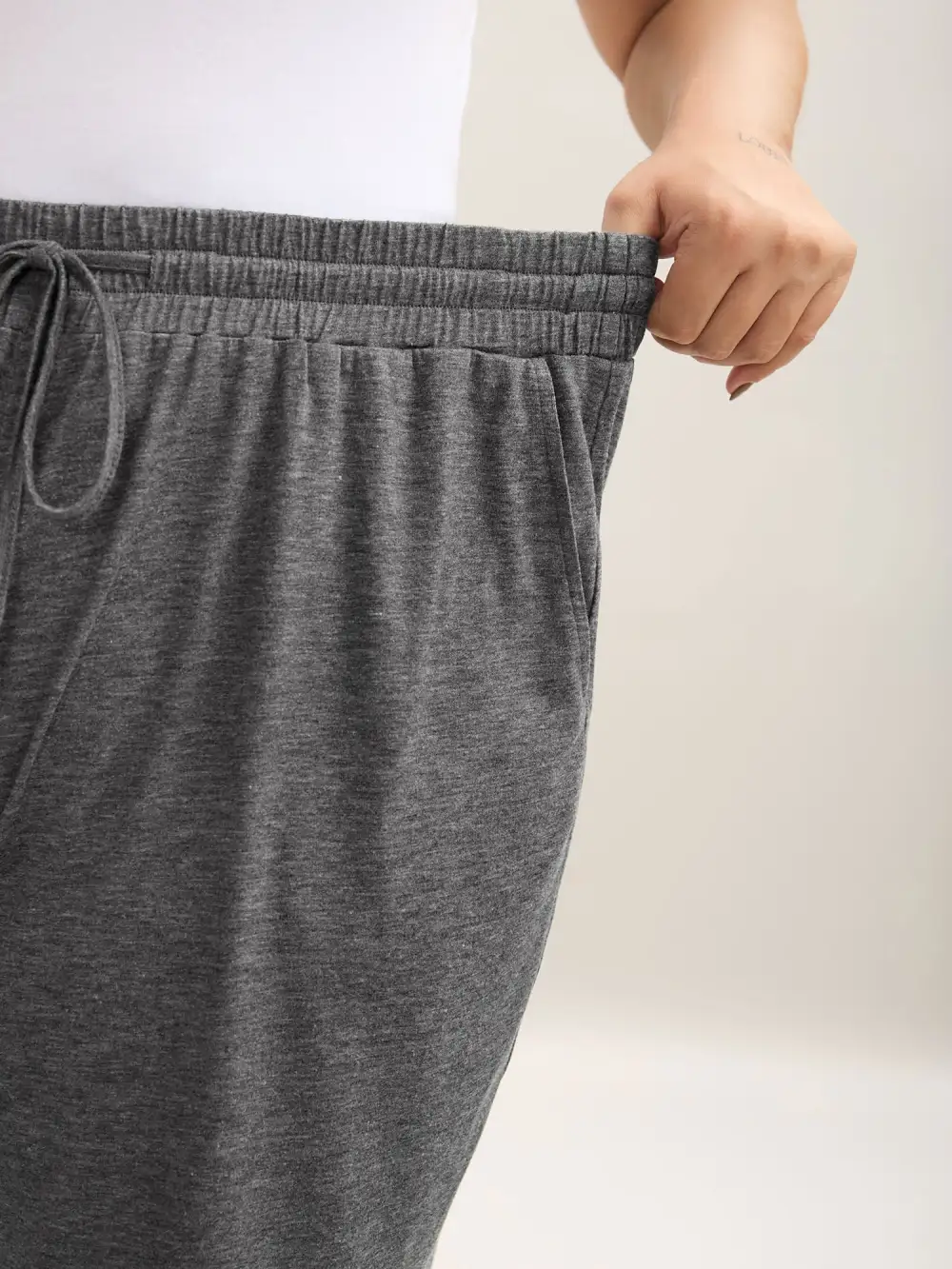 Mixed Color Knit Drawstring Loungewear Bottoms