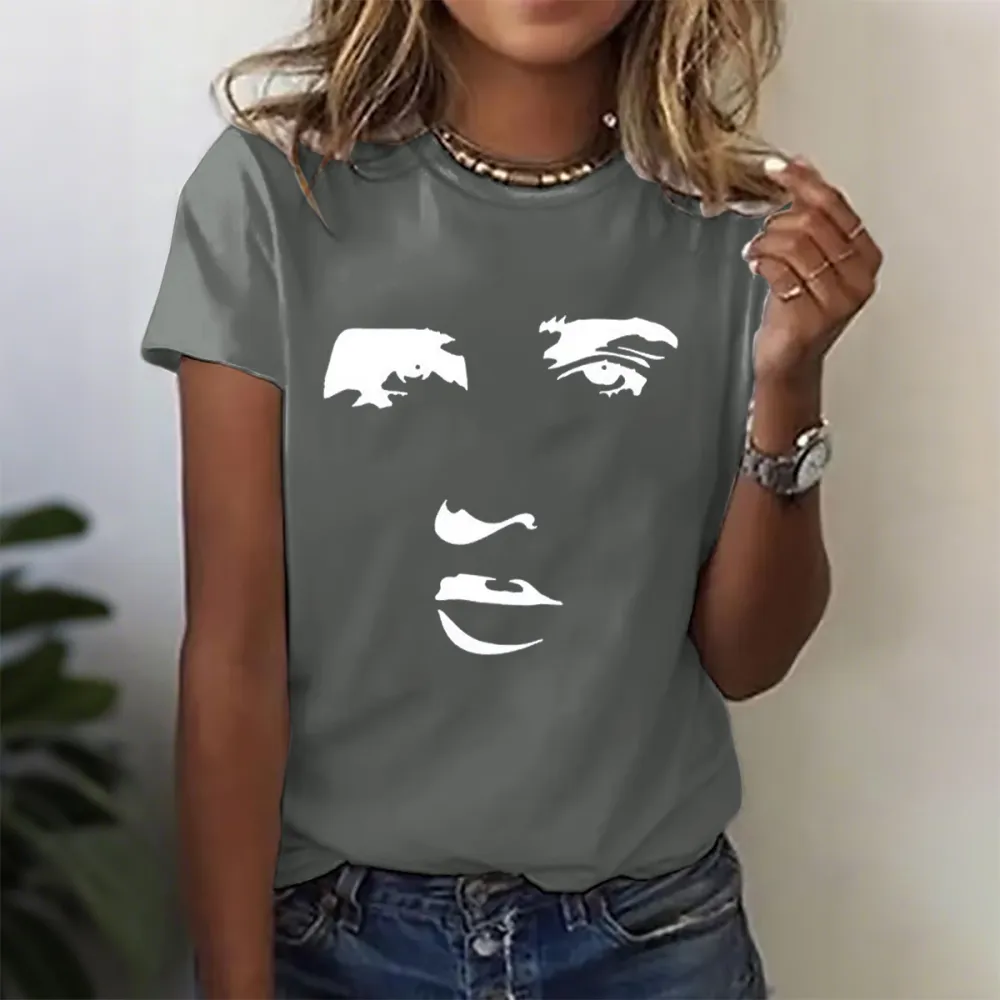 Women's Character Part Print Short Sleeve Round Neck Cotton T-Shirt