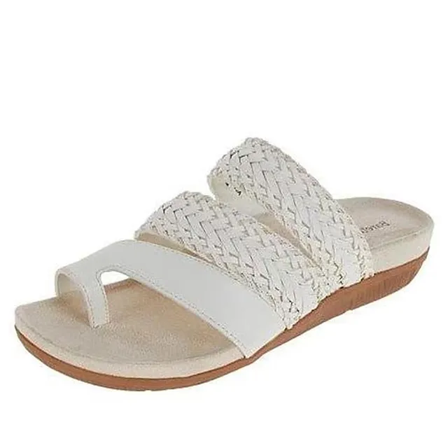 Women's Sandals Orthopedic Sandals Bunion Sandals Plus Size Braided Sandals Daily Beach Summer Flat Heel Peep Toe Vintage Casual Faux Leather Loafer Solid Color Light Brown Dark Brown Black