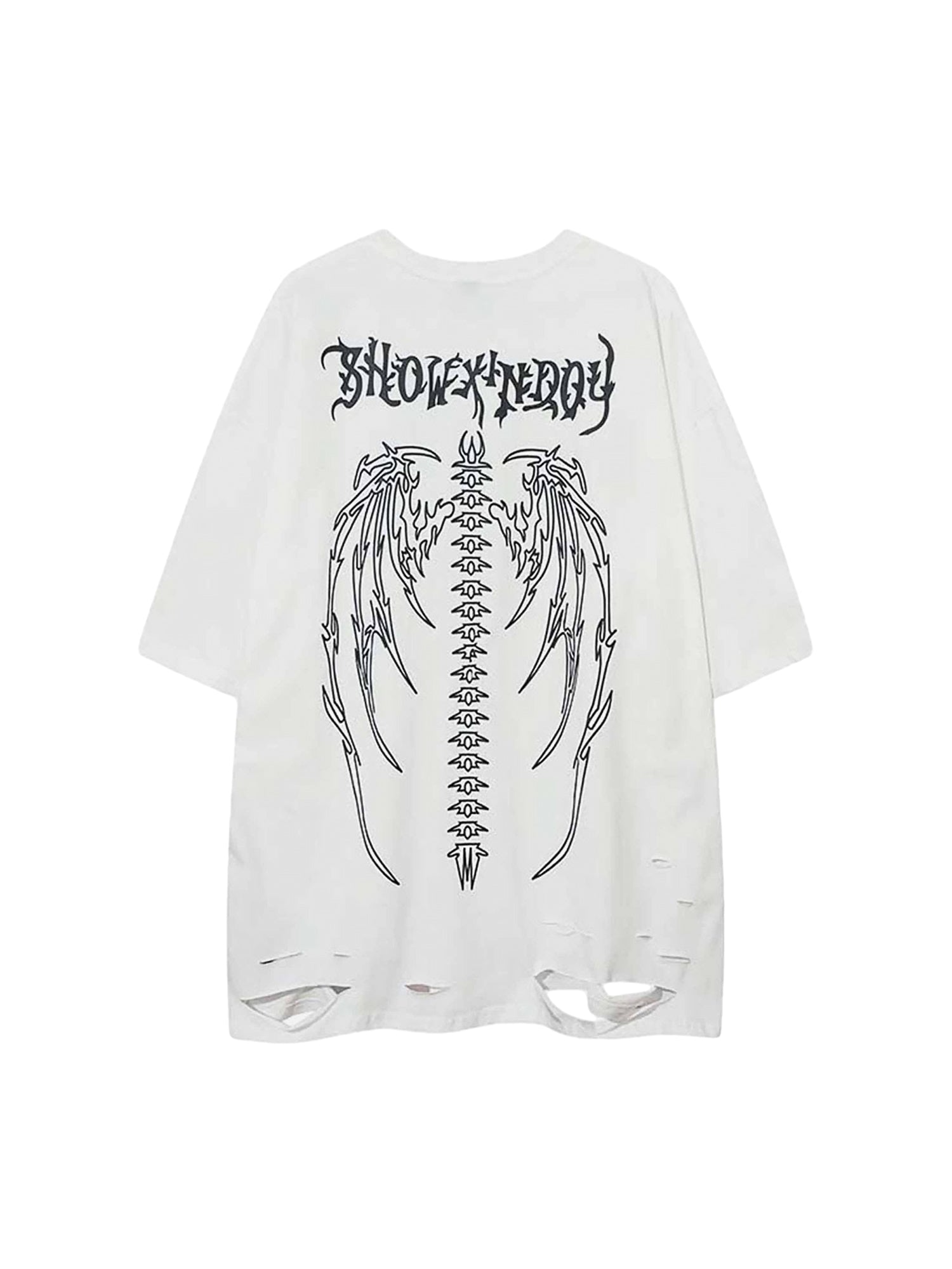 Skeleton Wings Print Raglan T-Shirt - 2083