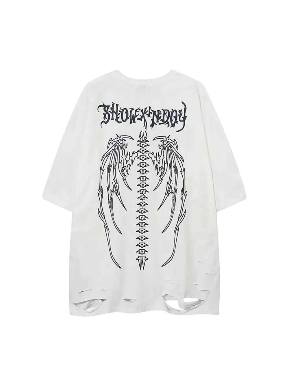 Skeleton Wings Print Raglan T-Shirt - 2083