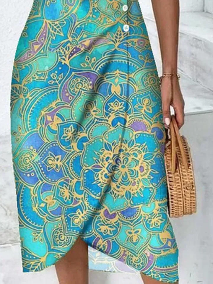 Ethnic V Neck Elegant Dress