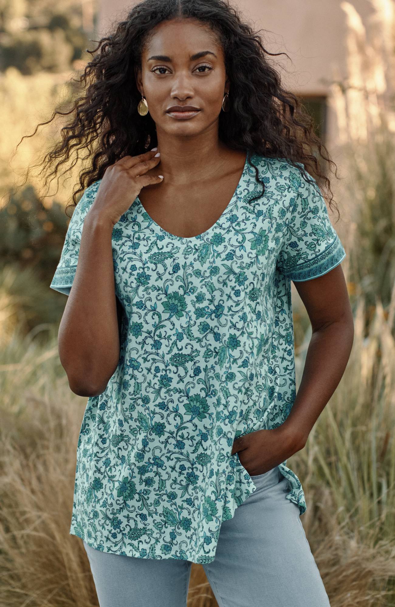 pure jill side-slit elliptical tee