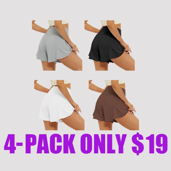 Women’s 2-in-1 Crossover Running Shorts – Flowy Athletic Skorts with Pockets & Spandex Liner