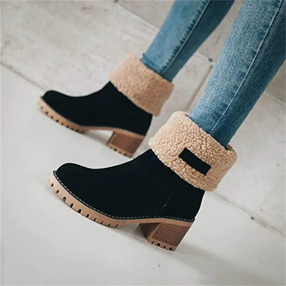 Women Snow Boots Winter Faux Fur Warm, Outdoor Hiking Booties