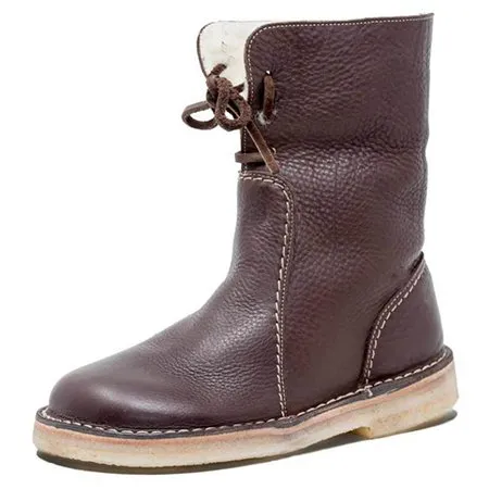 Women Casual PU Boots Full Waterproof Insulated Low Heel Winter Boots
