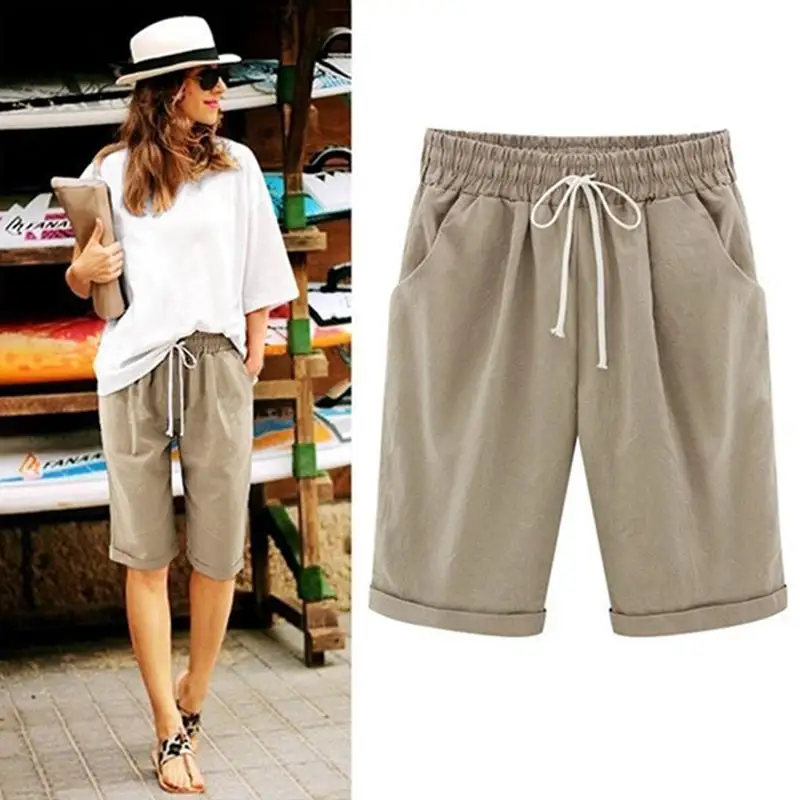 WOMEN'S FASHION ELASTIC WAISTBAND PLUS SIZE LOOSE SHORTS