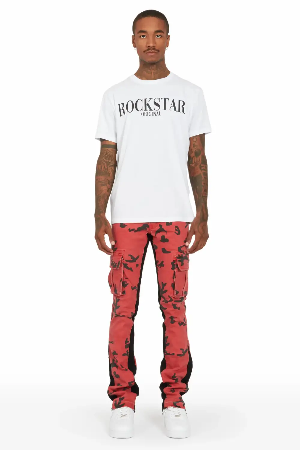 Lester Red Stacked Flare Jean