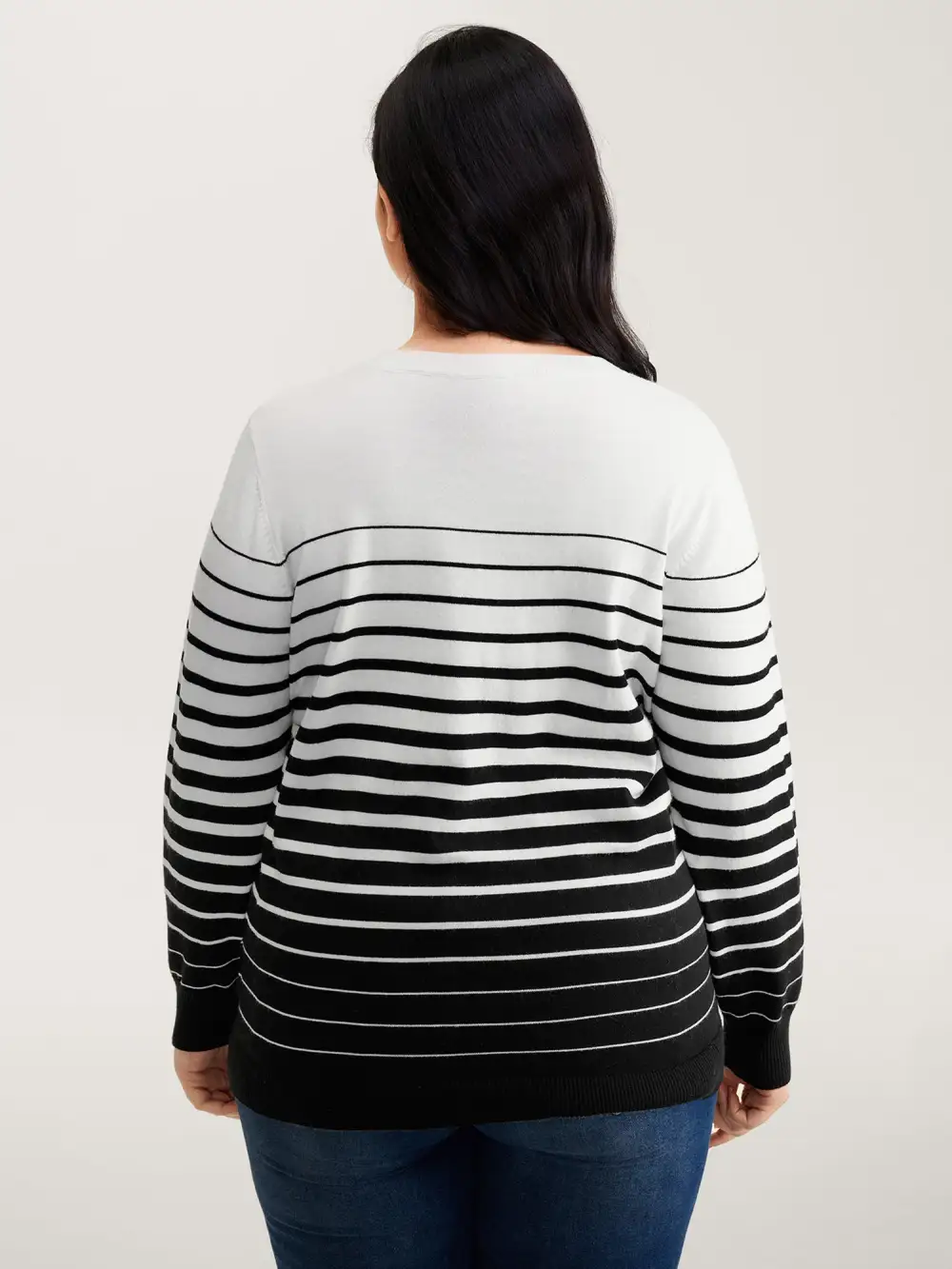 Stripes Color Contrast Round Neck Pullover