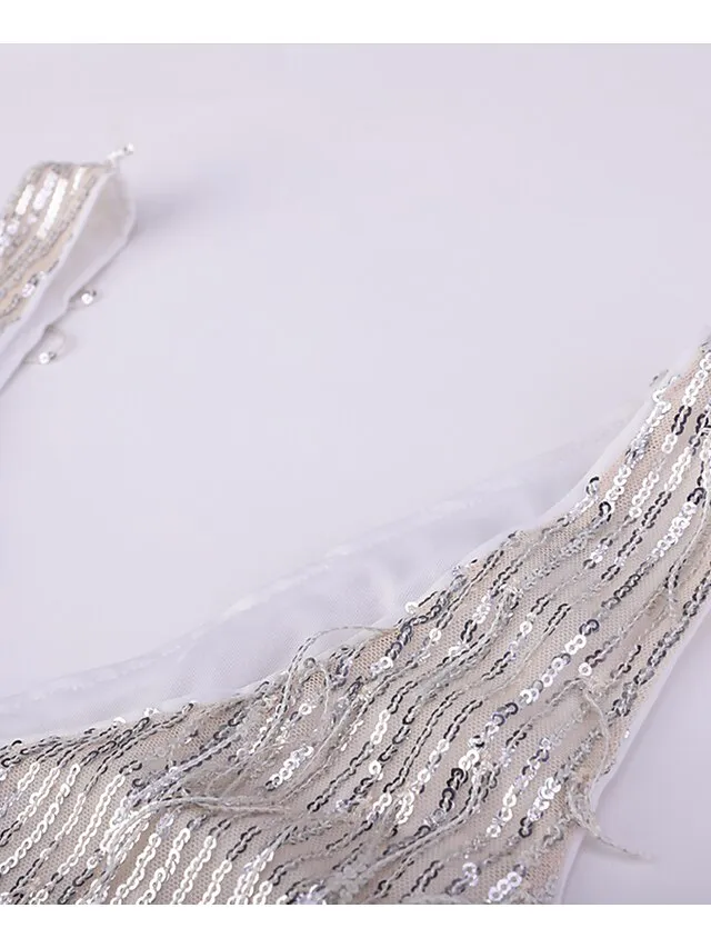 Women's Silver Sequin Dress Fringe Dress Party Dress Sparkly Dress Mini Dress Silver Sleeveless Spring V Neck Stylish Wedding Guest
