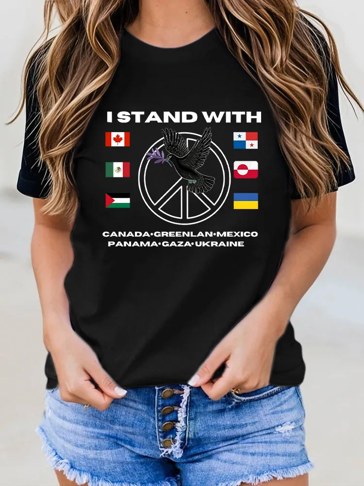 Women's I Stand With Them Short Sleeve Round Neck Pure Cotton T-Shirt