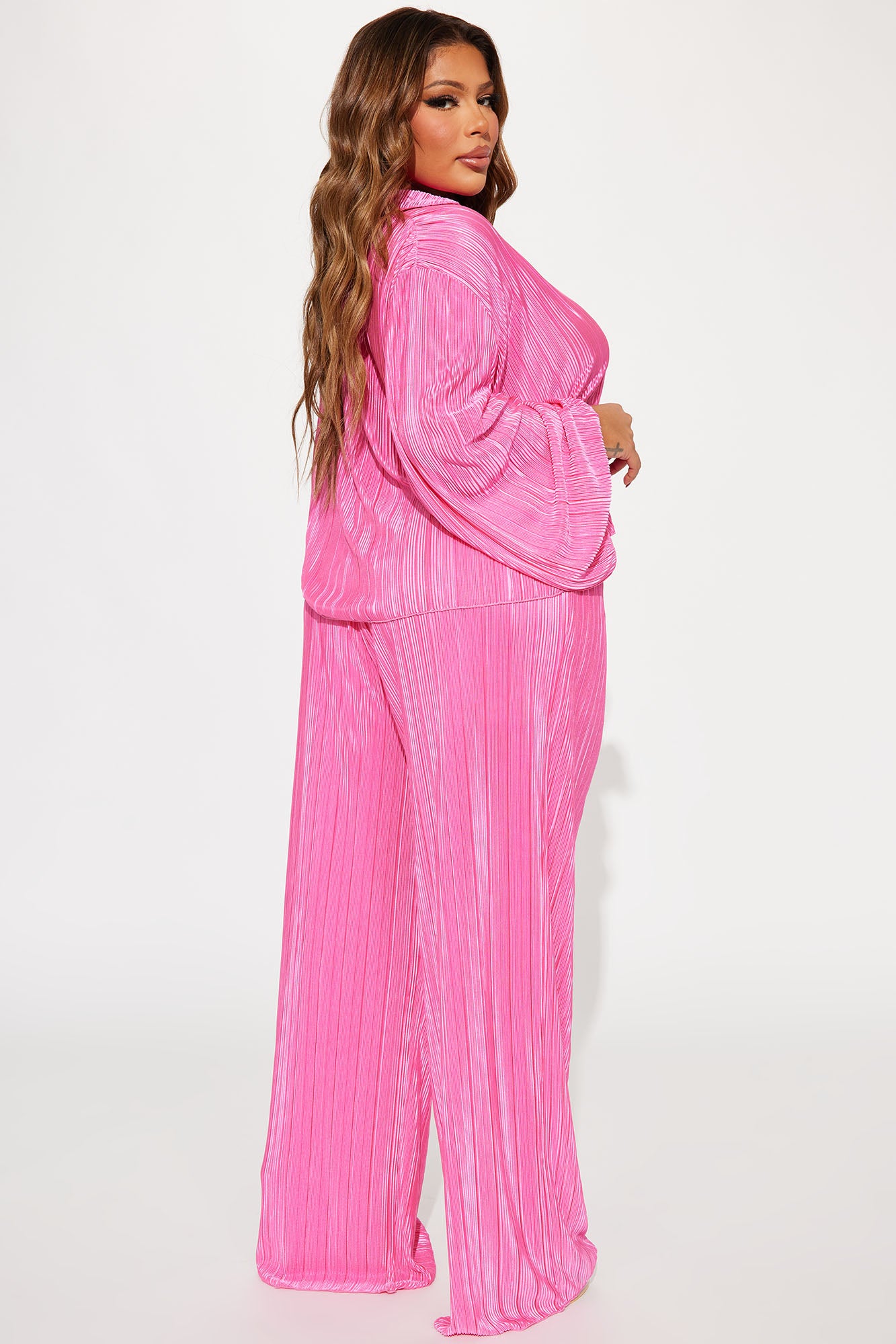 Simply Yours Plisse Pant Set - Pink