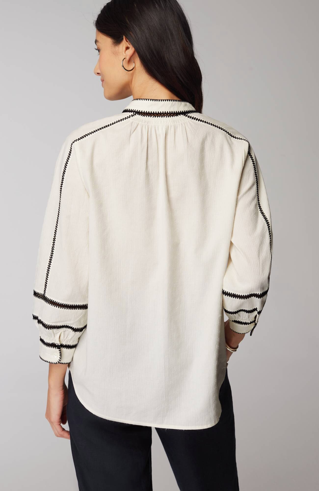 Pure Jill Contrast-Trim Top