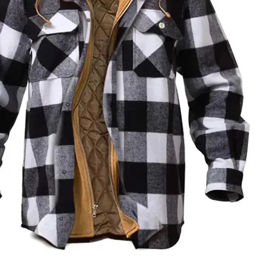 Men's Checkered Textured Winter Thick Hooded Jacket