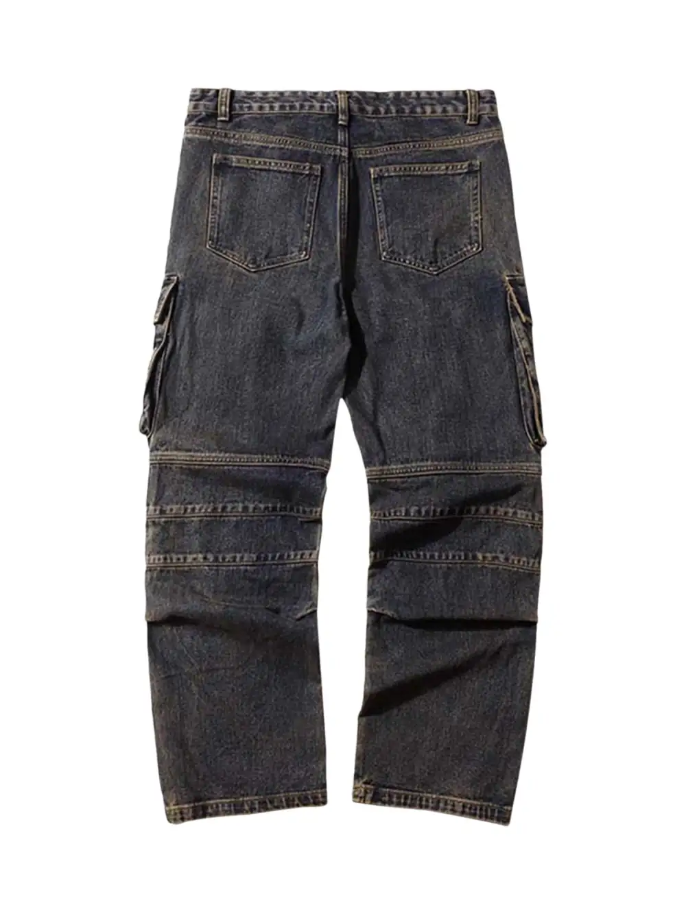Washed And Distressed Multi-pocket Jeans - 1698