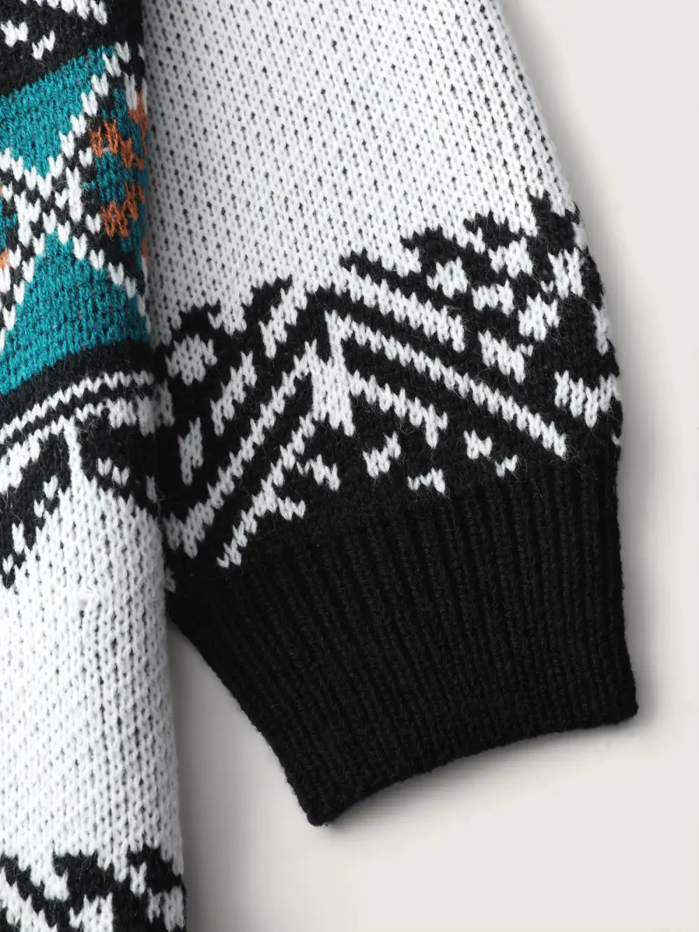 Boho Print Color Contrast Pullover