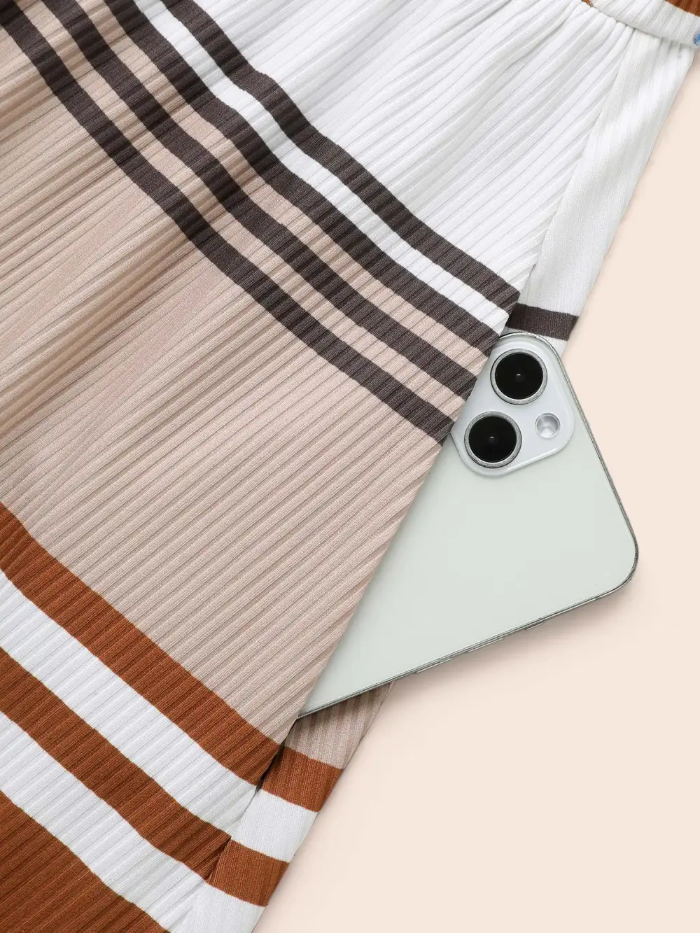 Contrast Striped V Neck Midi Dress