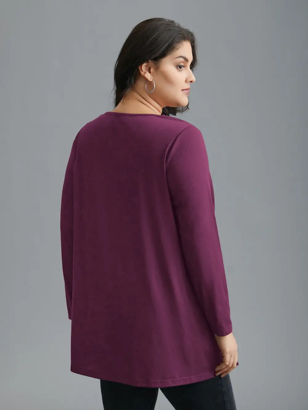 Round Neck Button Slim-Fit Knit Top