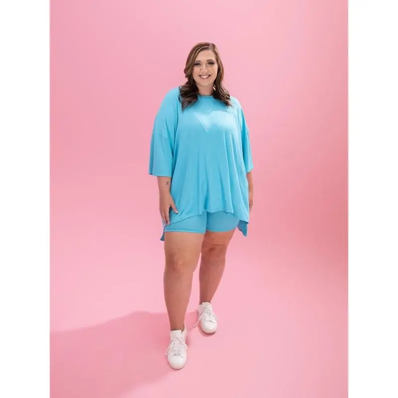 Yummi Rib Oversize Top and Biker Short Set
