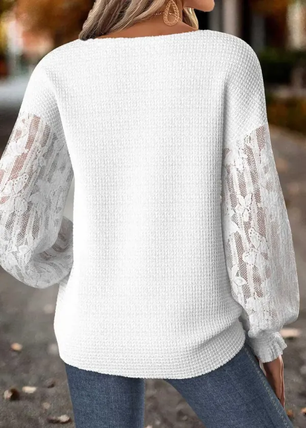 Raw White Tummy Coverage Geometric Print Long Sleeve Sweatshirt
