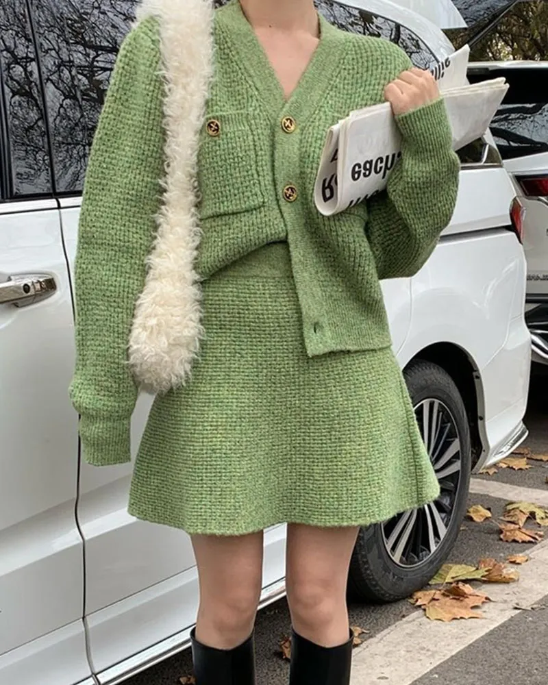 Celebrity style loose V-neck two-piece set