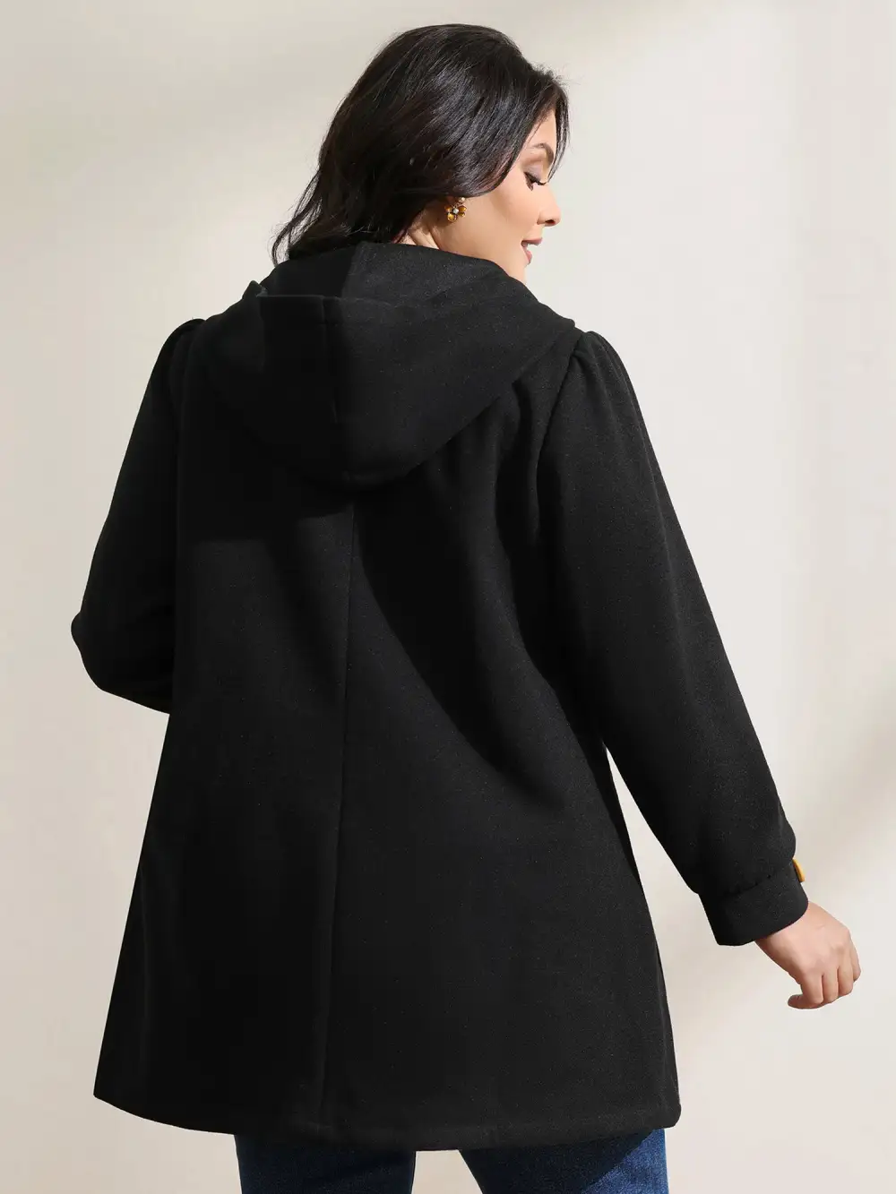 Colorful Buttons Hooded Pocket Coat