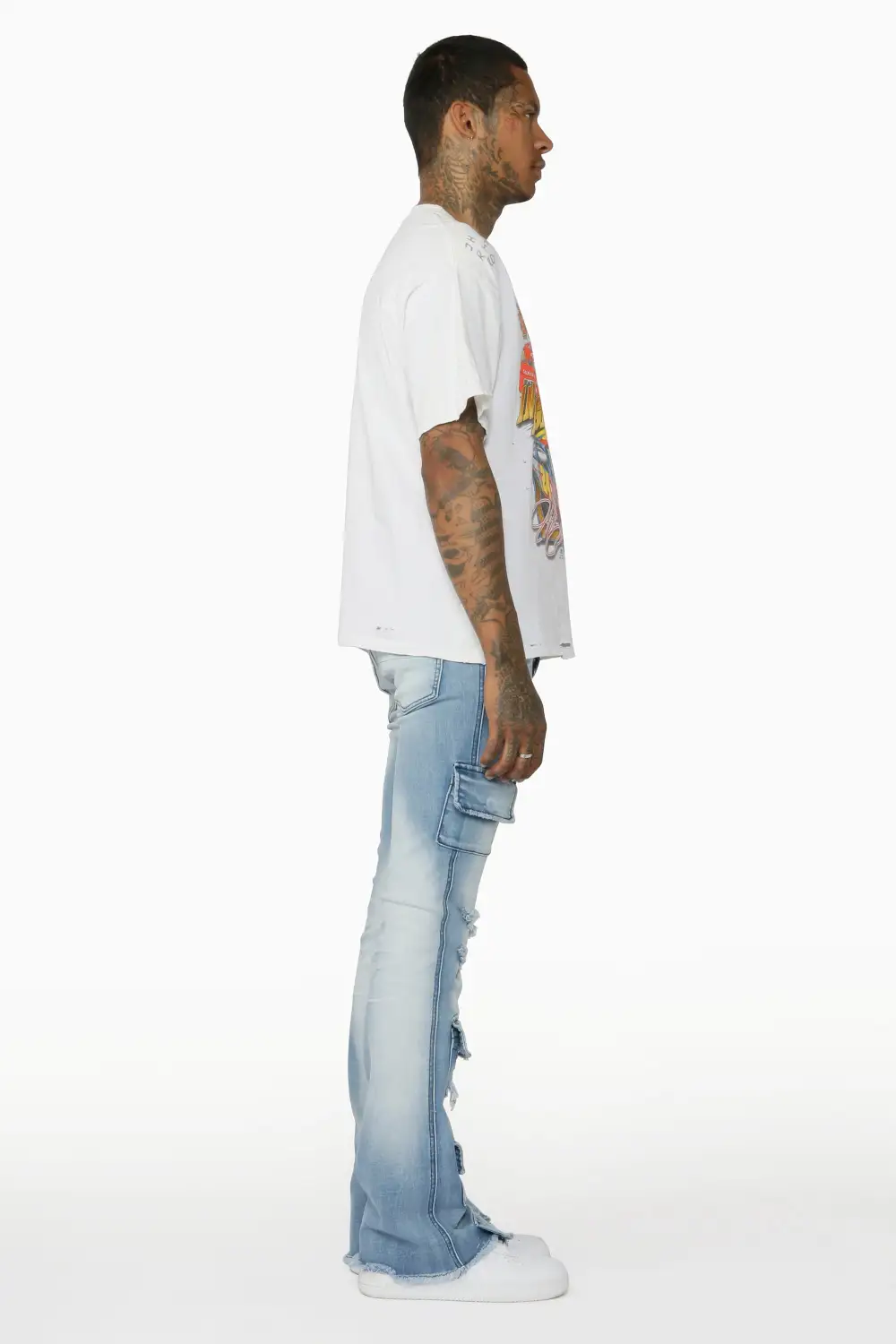 Glenn Blue Stacked Flare Jean