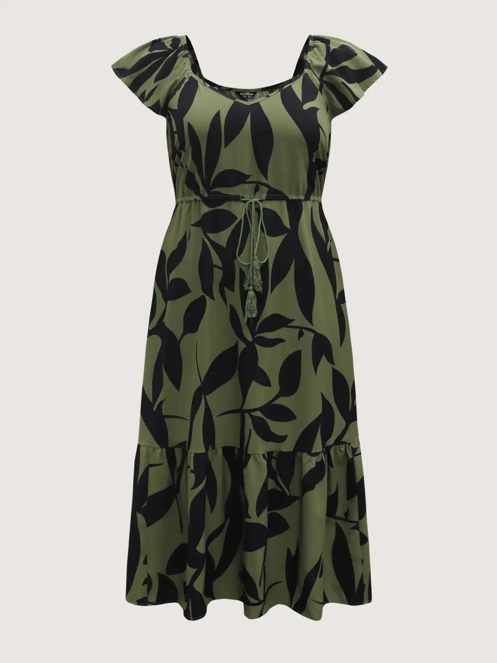 Floral Waist-Cinched Drawstring Maxi Dress