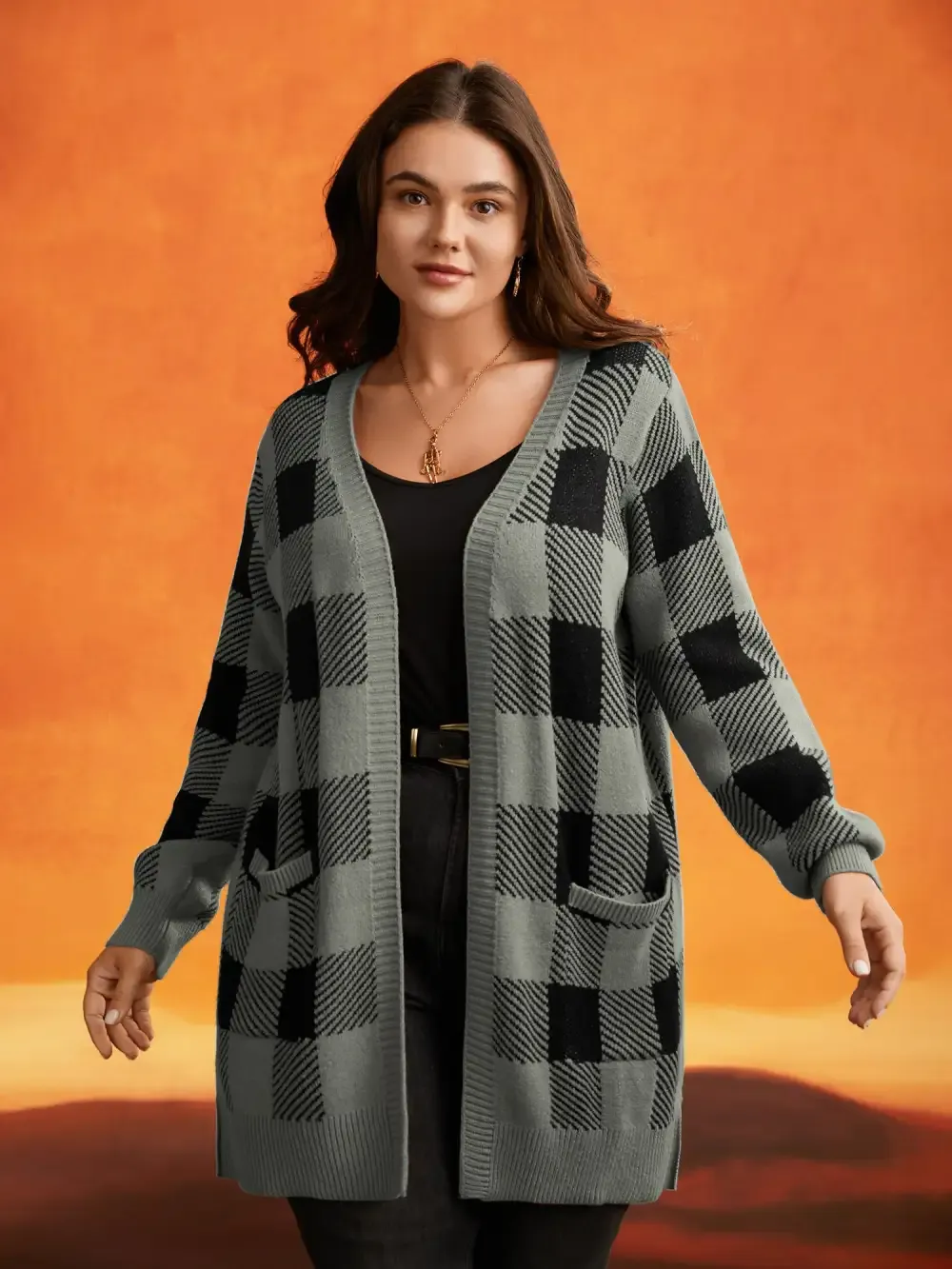 Supersoft Essentials Halloween Plaid Open Cardigan