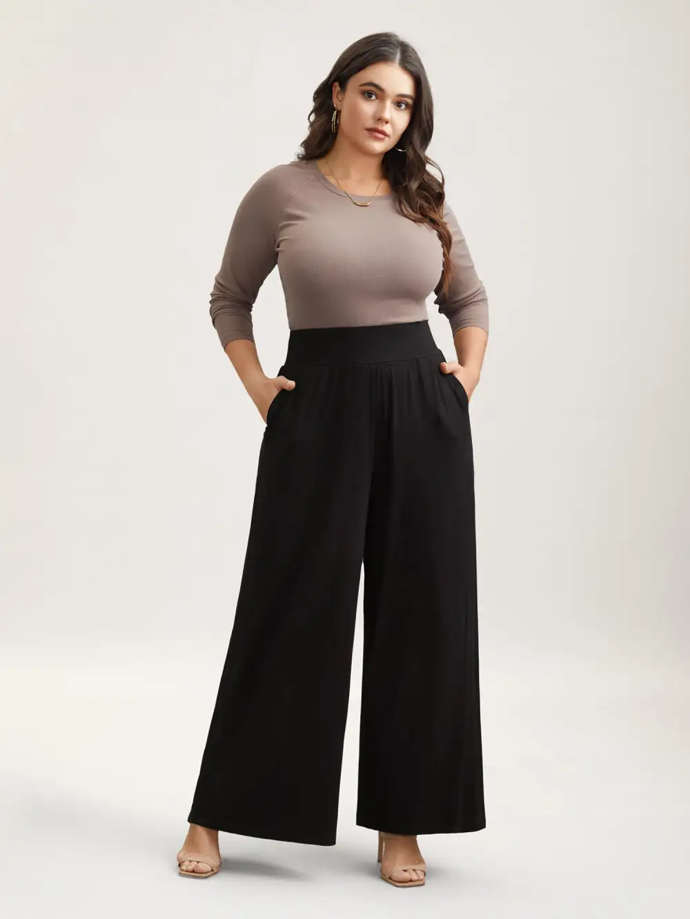 Stretchy Waist Straight-Leg Pants