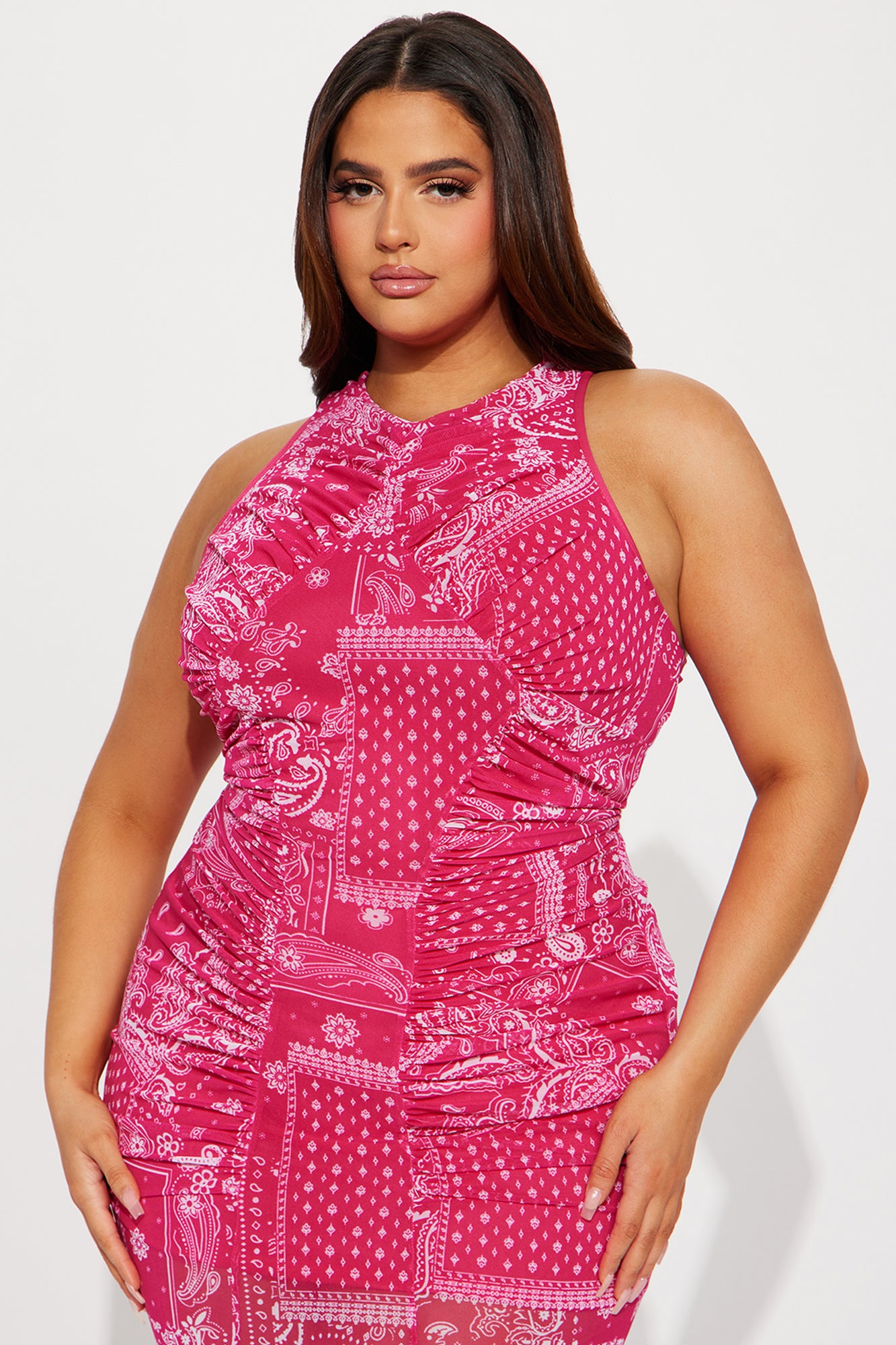 Paisley Princess Mesh Maxi Dress - Pink