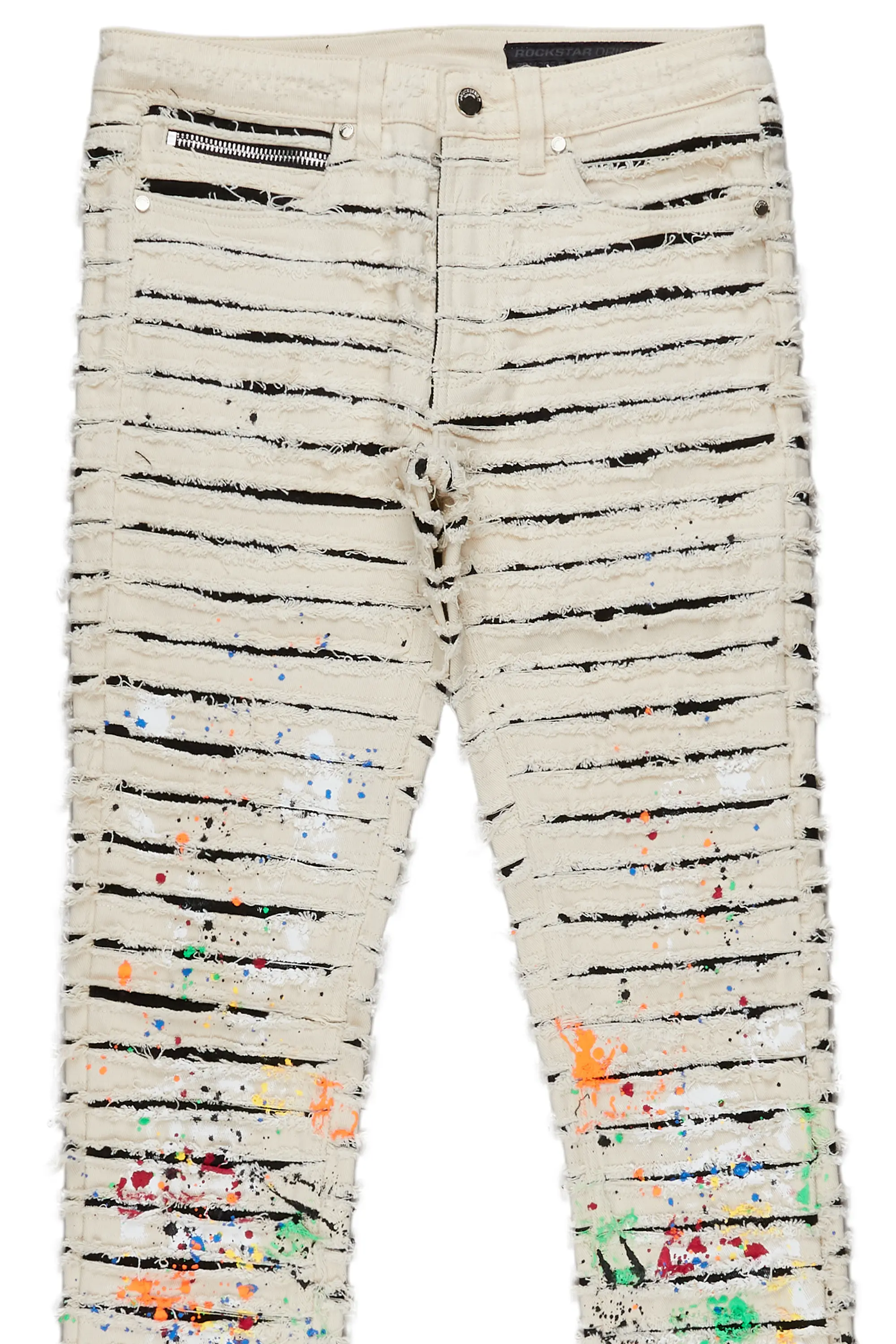 Naman Beige Painter Stacked Flare Jean