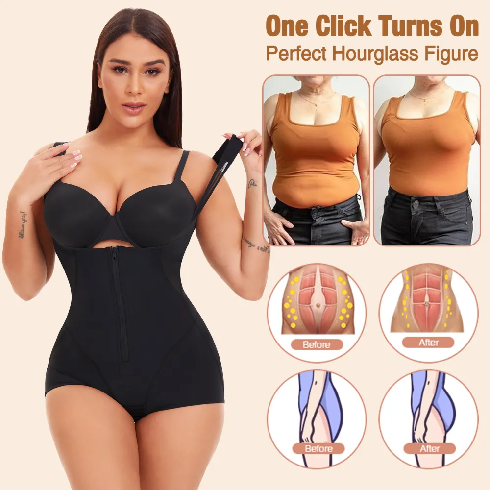 Single Row Zipper Simple One Piece Shapewear