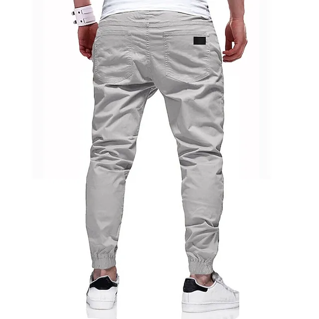 Men's Cargo Pants Cargo Trousers Joggers Trousers Casual Pants Drawstring Elastic Waist Elastic Cuff Plain Sports Outdoor Running Cotton Cotton Blend Streetwear Workout ArmyGreen Black