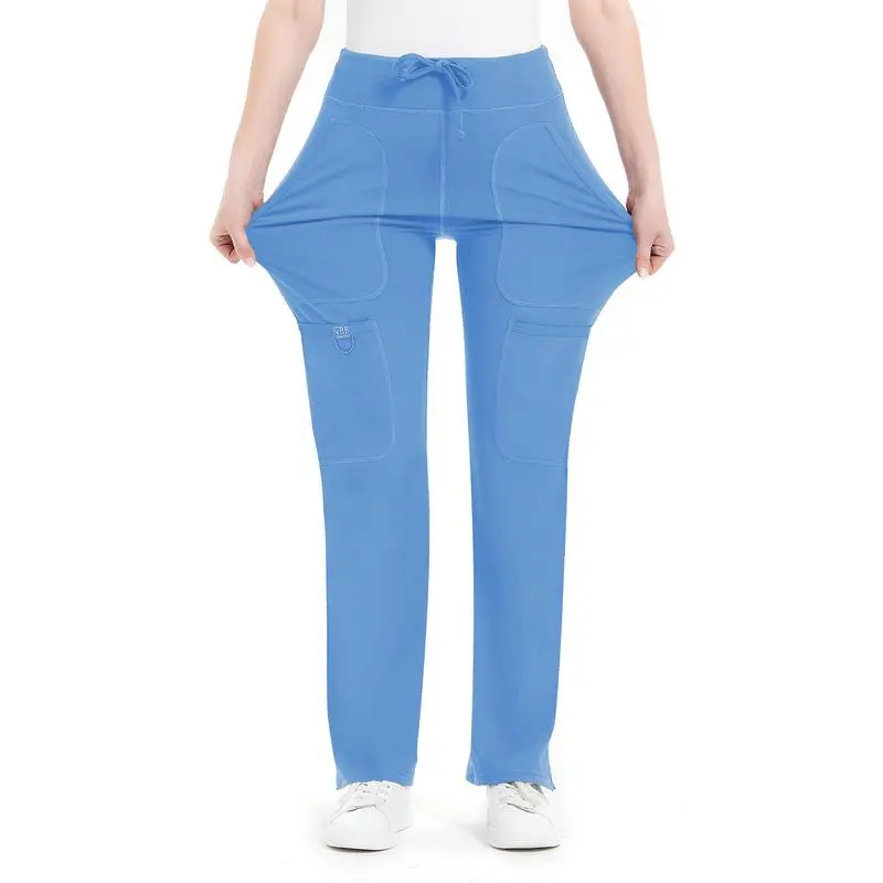 Women's Mid Rise Yoga Work Pants – Stretch Cargo Scrub Pants with 5 Pockets