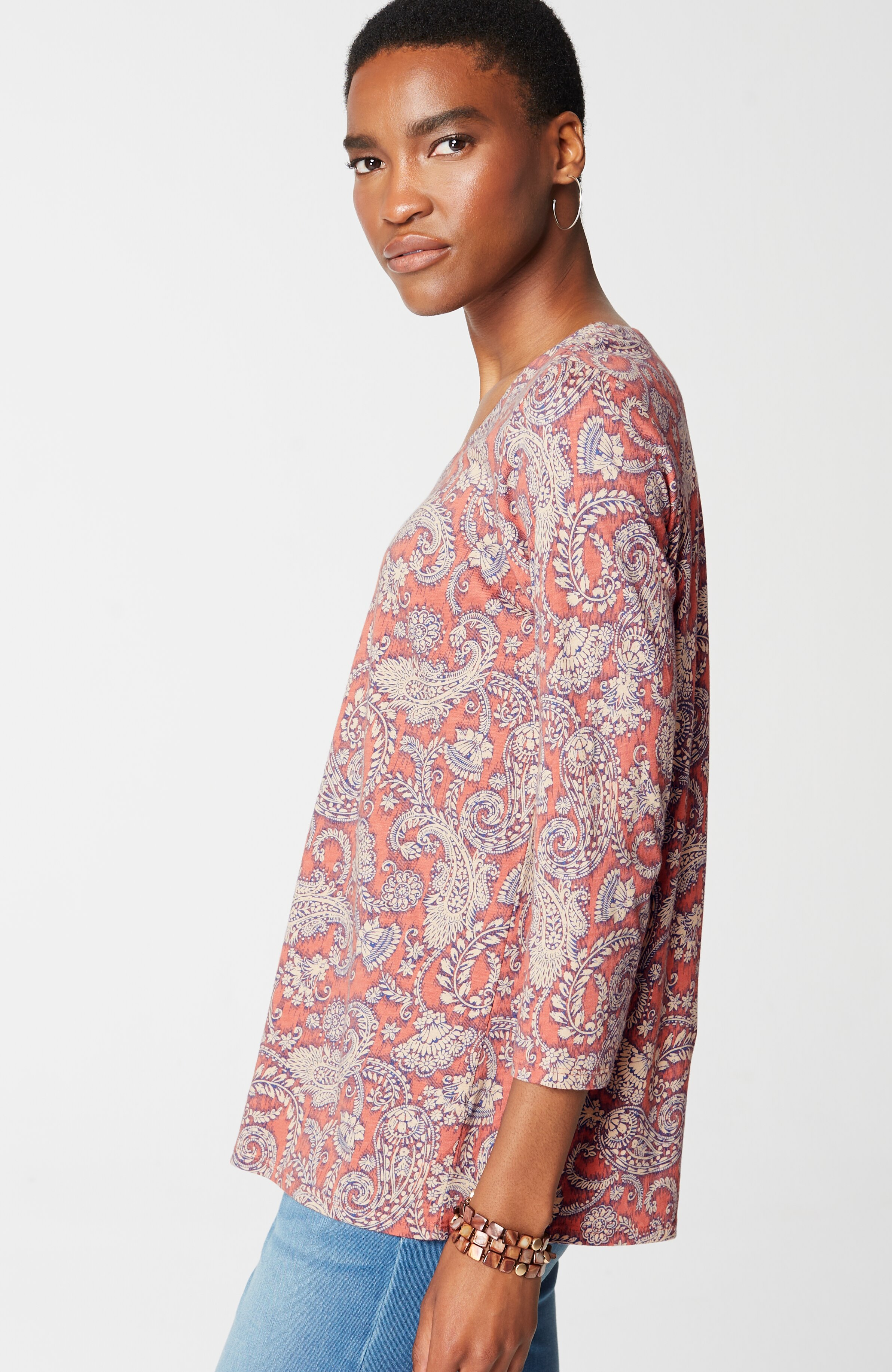Pure Jill Printed V-Neck Tee