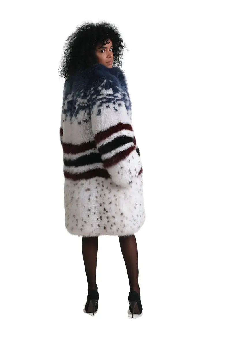 Multicolored  Fox Fur coat