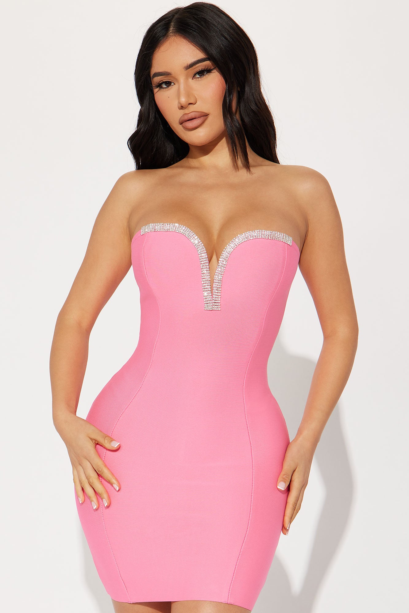 Rachel Embellished Mini Dress - Pink