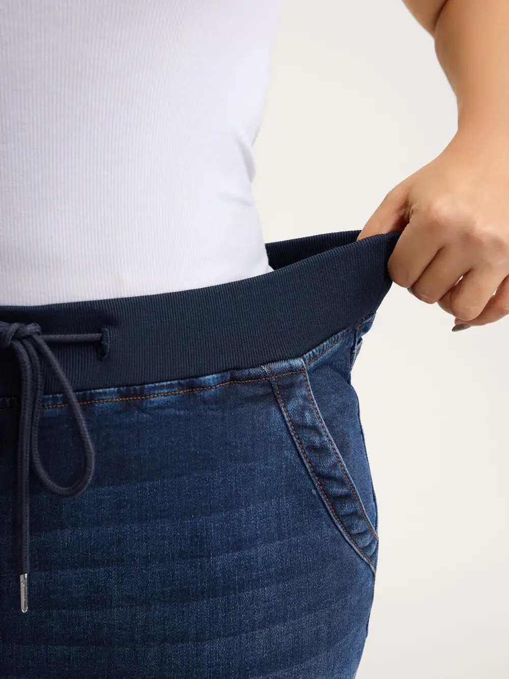 Stretch Pull-On Drawstring Skinny-Fit Jeans