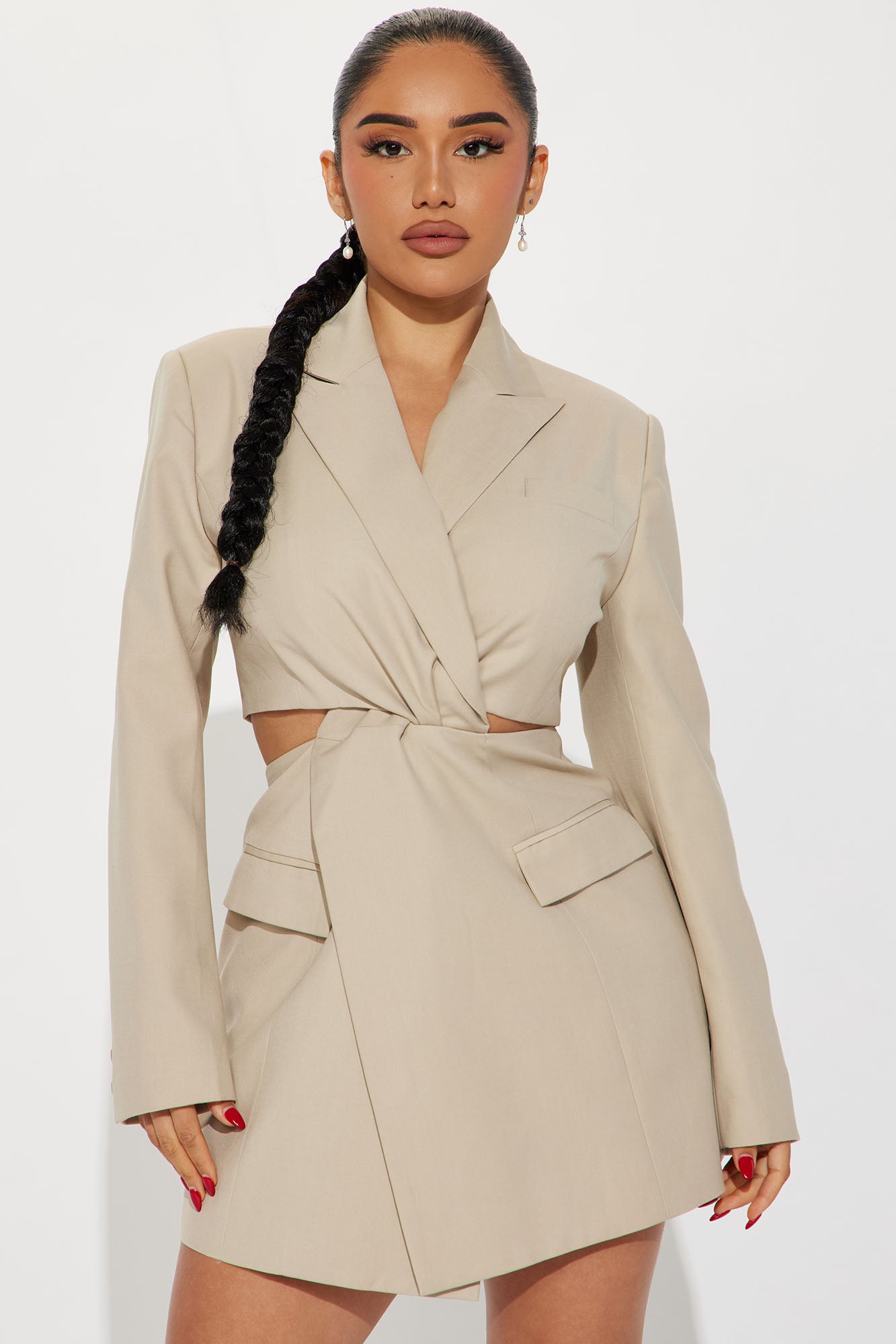 Zoe Blazer Mini Dress - Beige