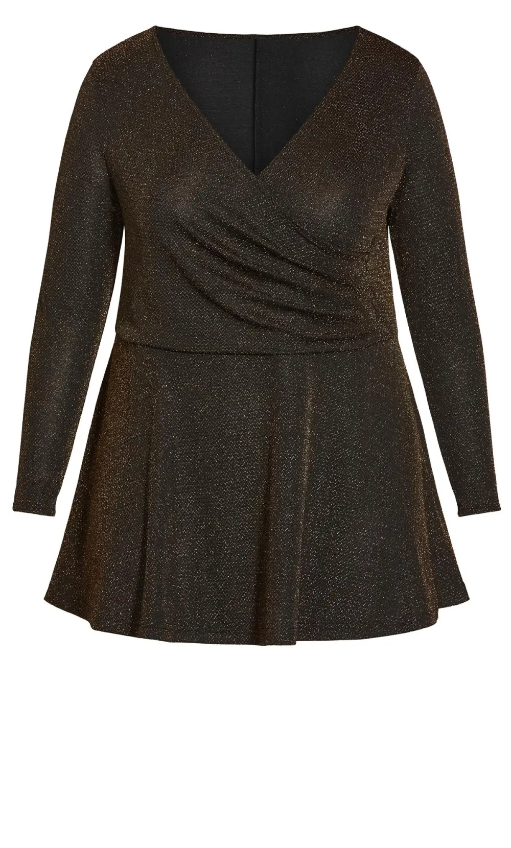 Evans Black & Gold Lurex Shimmer Wrap Top