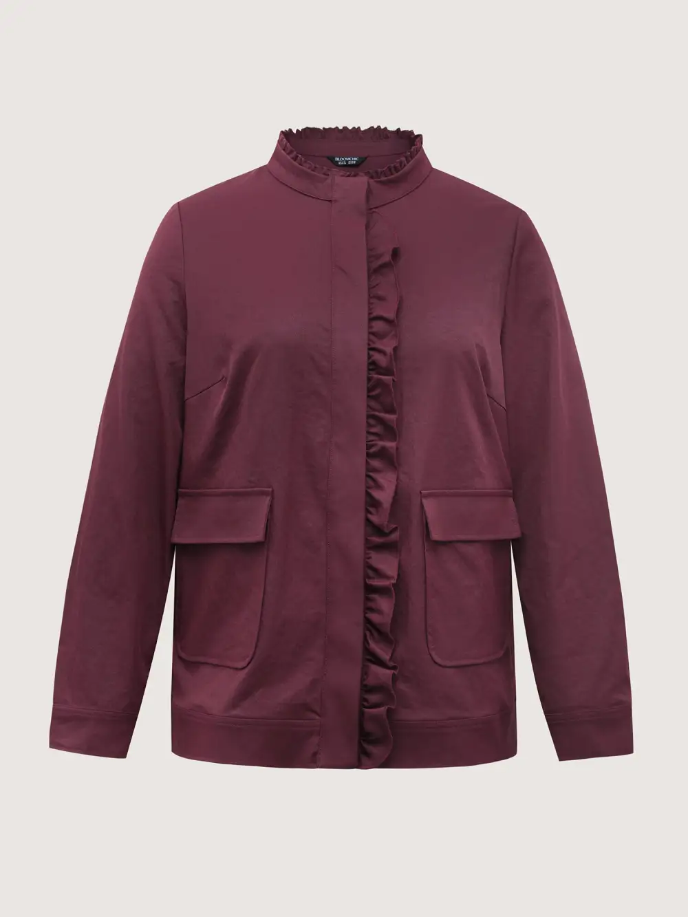 Ruffled Edge Cropped Hem Pocket Jacket