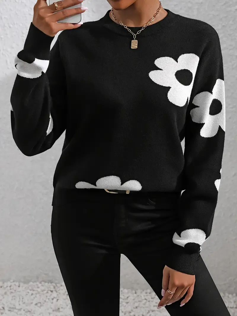 Crew Neck Casual Printing Sweater