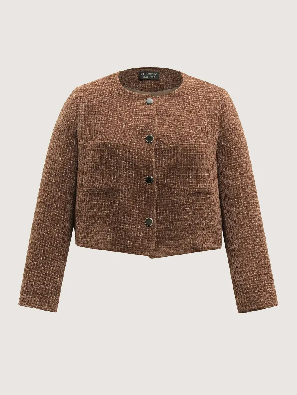 Flocked Textured Button Pockets Jacket